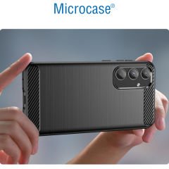 Microcase Samsung Galaxy A55 5G Brushed Carbon Fiber Silikon Kılıf - Siyah AL3332