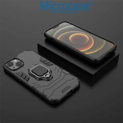 Microcase Iphone 15 Plus Batman Serisi Yüzük Standlı Armor Kılıf Siyah -AL3349