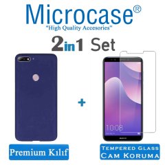 Microcase Huawei Y7 2018 Premium Matte Silikon Kılıf + Cam Koruma