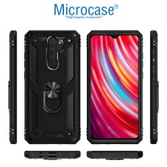 Microcase Xiaomi Redmi Note 8 Pro Anka Serisi Yüzük Standlı Armor Kılıf - Siyah