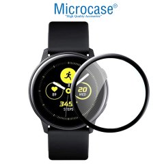 Microcase Samsung Galaxy Watch Active 2 40 mm Tam Kaplayan Kavisli Ekran Koruyucu Pet Film - Siyah