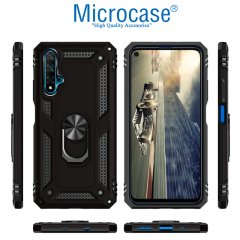 Microcase Huawei Honor 20 - Nova 5T Anka Serisi Yüzük Standlı Armor Kılıf - Siyah