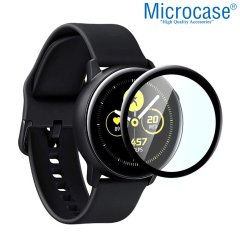 Microcase Samsung Galaxy Watch Active 2 44 mm Tam Kaplayan Kavisli Ekran Koruyucu Pet Film - Siyah