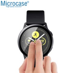 Microcase Samsung Galaxy Watch Active 2 44 mm Tam Kaplayan Kavisli Ekran Koruyucu Pet Film - Siyah