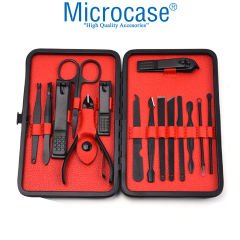 Microcase 17 Parça Deri Çantalı Taşınabilir Manikür Pedikür Tırnak Kişisel Bakım Seti AL4220