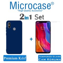 Microcase Xiaomi Mi 8 Premium Matte Silikon Kılıf + Cam Koruma