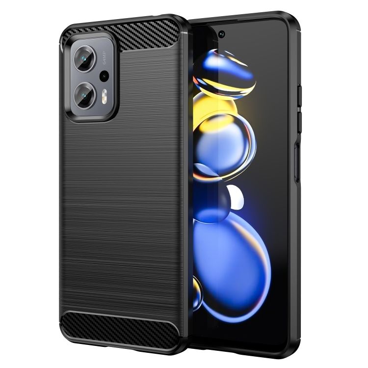 Microcase Xiaomi Redmi Note 11T Pro - 11T Pro Plus - Poco X4 GT Brushed Carbon Fiber Silikon Kılıf - Siyah