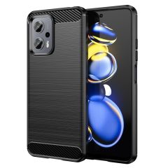 Microcase Xiaomi Redmi Note 11T Pro - 11T Pro Plus - Poco X4 GT Brushed Carbon Fiber Silikon Kılıf - Siyah
