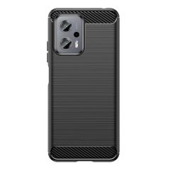 Microcase Xiaomi Redmi Note 11T Pro - 11T Pro Plus - Poco X4 GT Brushed Carbon Fiber Silikon Kılıf - Siyah