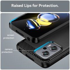 Microcase Xiaomi Redmi Note 11T Pro - 11T Pro Plus - Poco X4 GT Brushed Carbon Fiber Silikon Kılıf - Siyah