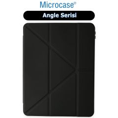 Microcase iPad 2022 10.9 10.nesil Uyumlu Angle Serisi Standlı Deri Kılıf-Siyah AL4132
