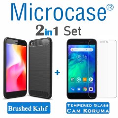 Microcase Xiaomi Redmi Go Brushed Carbon Kılıf + CAM