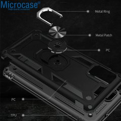 Microcase Samsung Galaxy A71 Anka Serisi Yüzük Standlı Armor Kılıf - Siyah