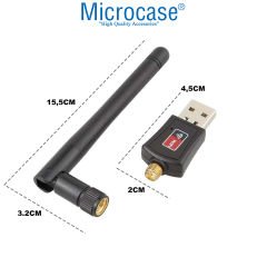 Microcase 2.4GHz 300 Mbps 5 Dbi USB Wireless Adaptör WiFi Anten 15.5cm - AL4222