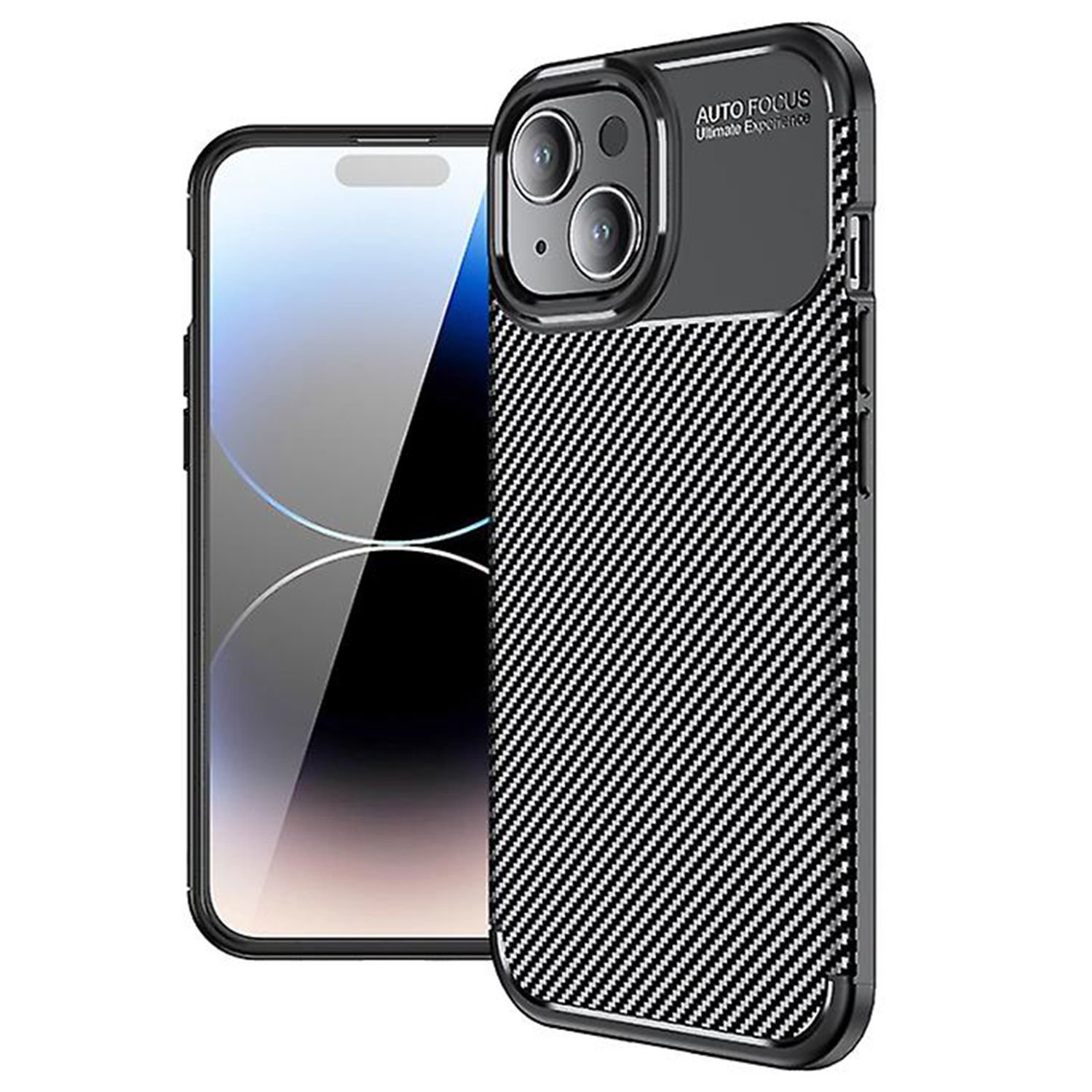 Microcase Iphone 15 Maxy Serisi Carbon Fiber Silikon Kılıf - Siyah AL3413