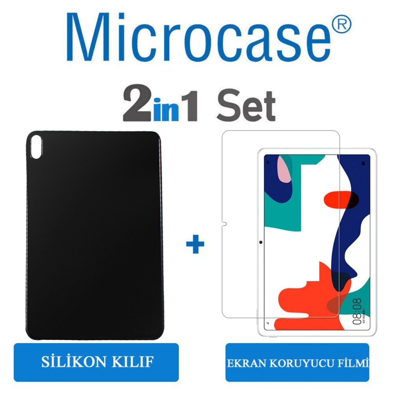Microcase Huawei MatePad 10.4 inch Siyah Silikon Kılıf + Ekran Koruma Filmi