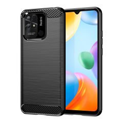 Microcase Xiaomi Poco C40 Brushed Carbon Fiber Silikon Kılıf - Siyah
