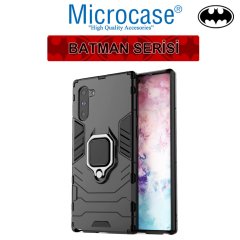 Microcase Samsung Galaxy Note 10 Batman Serisi Yüzük Standlı Armor Kılıf - Siyah