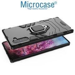 Microcase Samsung Galaxy Note 10 Batman Serisi Yüzük Standlı Armor Kılıf - Siyah