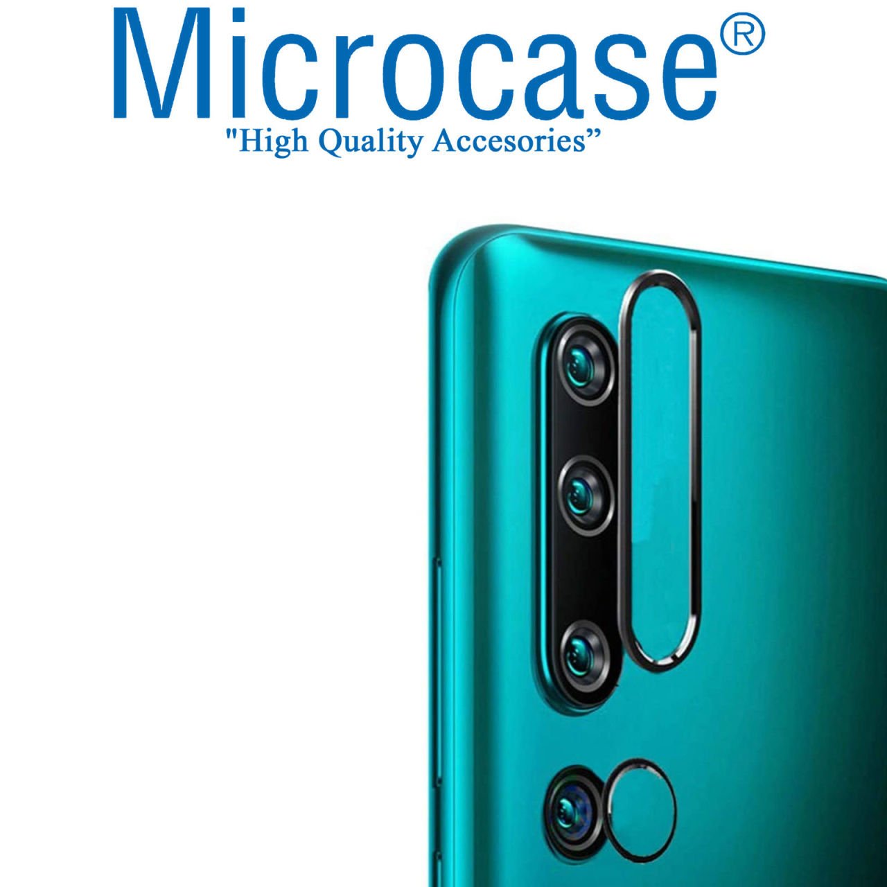 Microcase Xiaomi Mi 10 Kamera Lens Koruma Halkası - Açık Tasarım Siyah