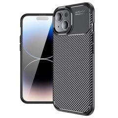 Microcase Iphone 15 Plus Maxy Serisi Carbon Fiber Silikon Kılıf - Siyah AL3413