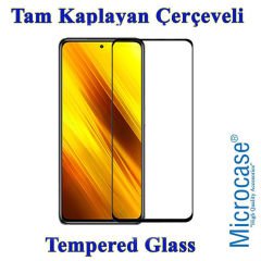 Microcase Xiaomi Poco X3 NFC Tam Kaplayan Çerçeveli Tempered Ekran Koruyucu - Siyah