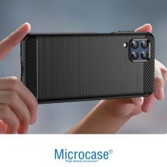 Microcase Samsung Galaxy M33 5G Brushed Carbon Fiber Silikon Kılıf - Siyah