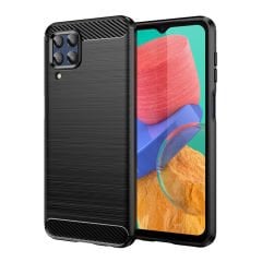 Microcase Samsung Galaxy M33 5G Brushed Carbon Fiber Silikon Kılıf - Siyah