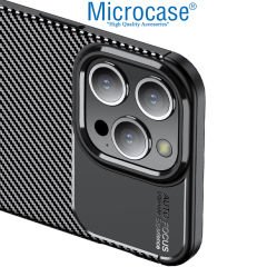 Microcase Iphone 15 Pro Maxy Serisi Carbon Fiber Silikon Kılıf - Siyah AL3413