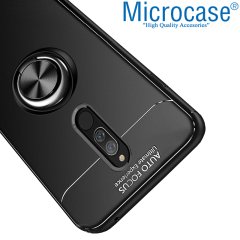 Microcase Xiaomi Redmi 8 Focus Serisi Yüzük Standlı Silikon Kılıf - Siyah