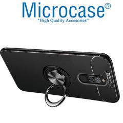 Microcase Xiaomi Redmi 8 Focus Serisi Yüzük Standlı Silikon Kılıf - Siyah