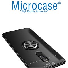 Microcase Xiaomi Redmi 8 Focus Serisi Yüzük Standlı Silikon Kılıf - Siyah