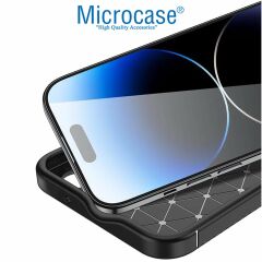 Microcase Iphone 15 ProMax Maxy Serisi Carbon Fiber Silikon Kılıf - Siyah AL3413