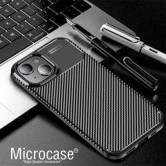 Microcase Iphone 15 ProMax Maxy Serisi Carbon Fiber Silikon Kılıf - Siyah AL3413