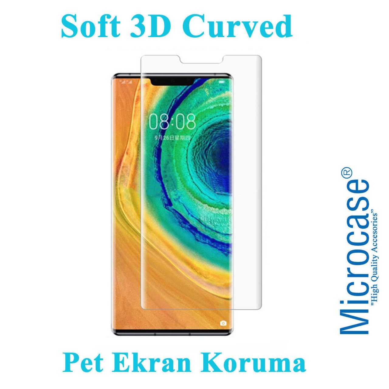 Microcase Huawei Mate 30 Pro Full Ekran Koruma Curved 3D Pet Film