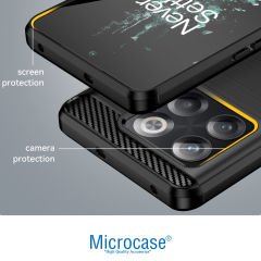 Microcase OnePlus Ace Pro 5G - OnePlus 10T Brushed Carbon Fiber Silikon Kılıf - Siyah