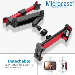 Microcase Araç İçi Koltuk Arkası Uzayan Başlıklı Tablet Telefon Tutucu Siyah-Kırmızı - AL2899