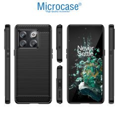 Microcase OnePlus Ace Pro 5G - OnePlus 10T Brushed Carbon Fiber Silikon Kılıf - Siyah