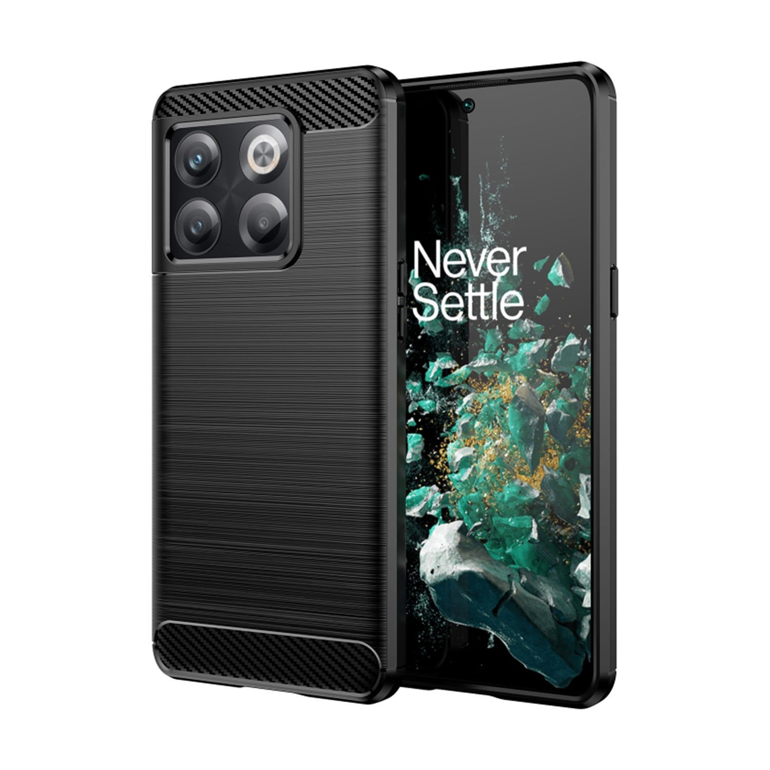 Microcase OnePlus Ace Pro 5G - OnePlus 10T Brushed Carbon Fiber Silikon Kılıf - Siyah