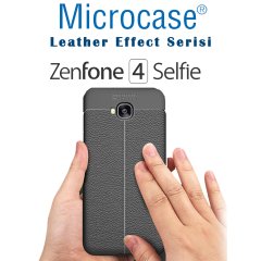 Asus Zenfone 4 Selfie ZD553KL  Leather Effect Silikon Kılıf + Cam