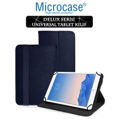 Microcase iPad Air 2 Delüx Serisi Universal Standlı Deri Kılıf - Lacivert + Nano Esnek Ekran Koruma Filmi
