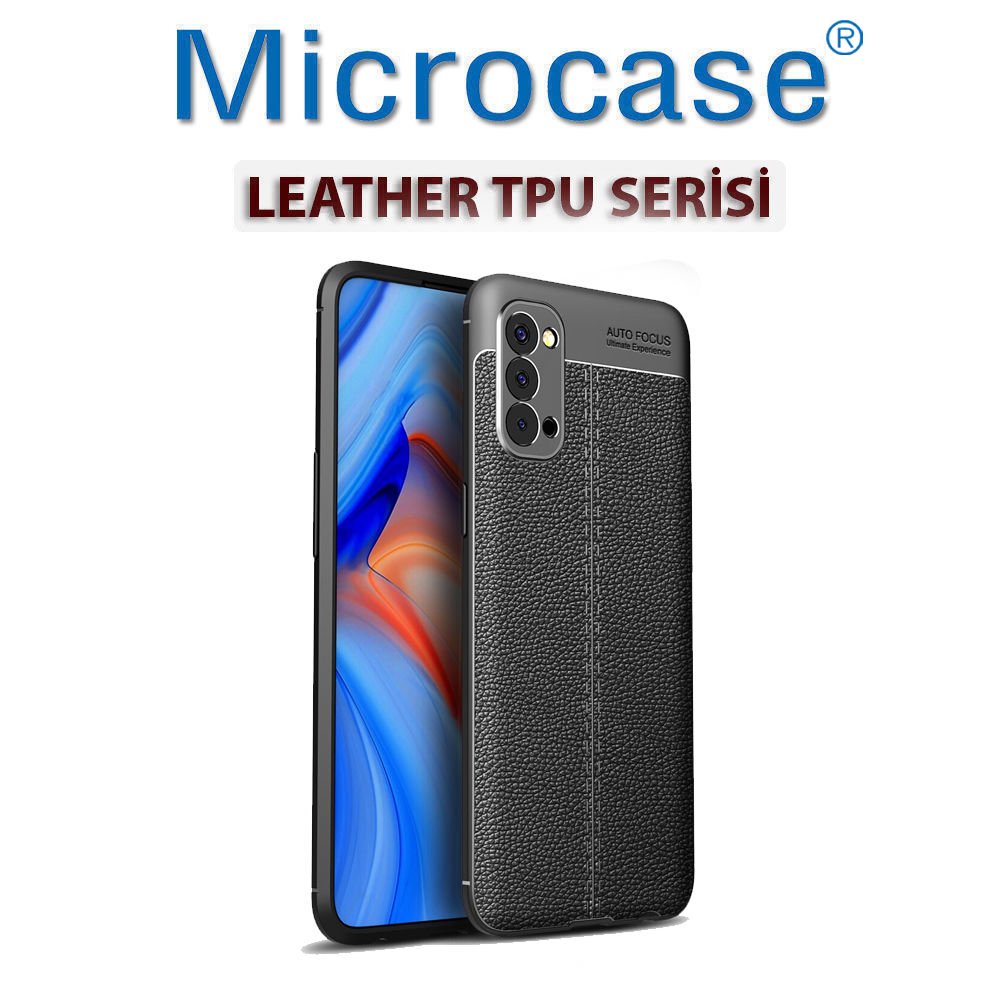 Microcase Oppo Reno 4 (4G) Leather Tpu Silikon Kılıf - Siyah