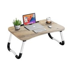 Microcase Portatif Atlantik Çam Tablet ve Bardak Tutuculu Laptop Sehpası Katlanabilir Çalışma Masası Kahvaltı Masası AL4231