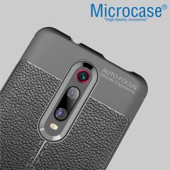 Microcase Xiaomi Redmi K20 Leather Tpu Silikon Kılıf - Siyah + Tempered Glass Cam Koruma (SEÇENEKLİ)