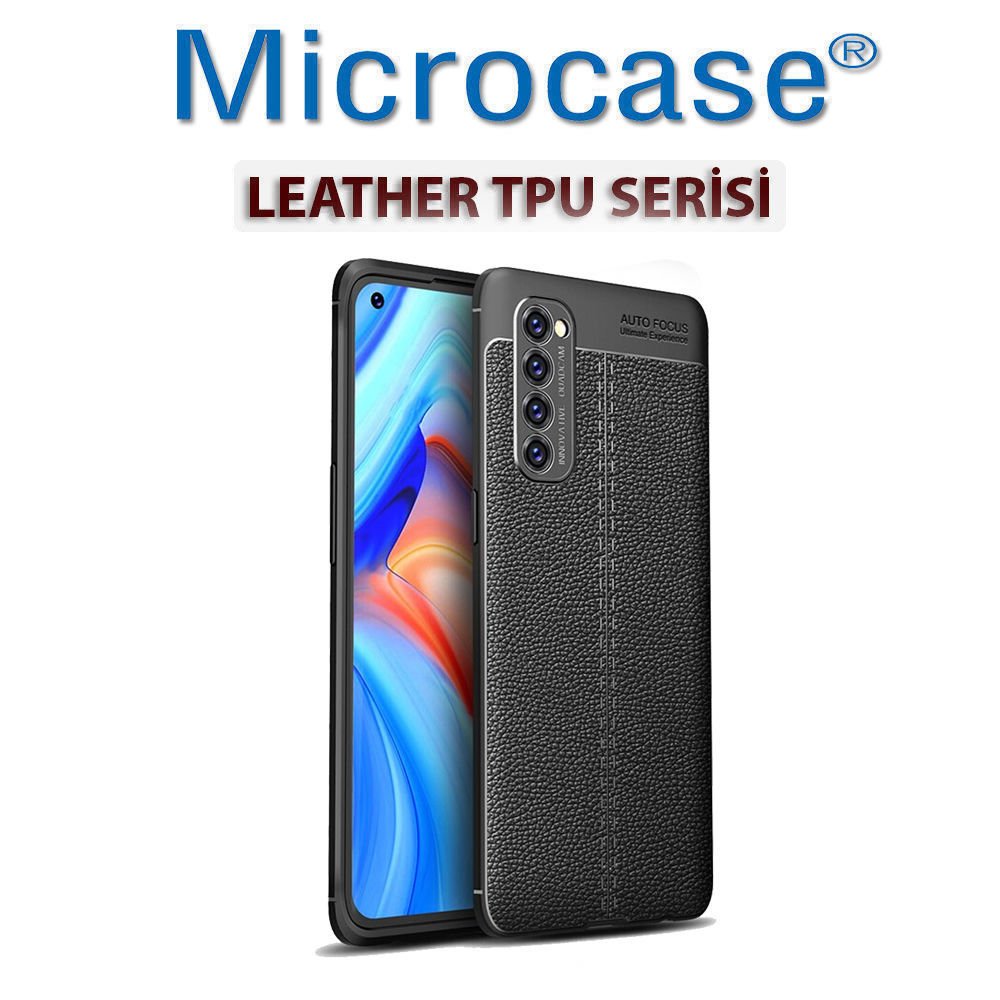 Microcase Oppo Reno 4 Pro (4G) Leather Tpu Silikon Kılıf - Siyah