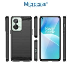 Microcase OnePlus Nord 2T Brushed Carbon Fiber Silikon Kılıf - Siyah