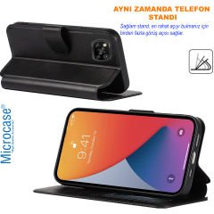 Microcase Xiaomi Poco X3 Darbeye Dayanıklı Cüzdanlı ve Standlı Kapaklı Deri Kılıf Siyah AL4232