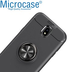 Microcase Xiaomi Redmi 8A Focus Serisi Yüzük Standlı Silikon Kılıf - Siyah