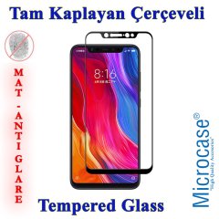 Microcase Xiaomi Mi 8 Explorer Tam Kaplayan Çerçeveli Tempered Ekran Koruyucu - MAT SİYAH
