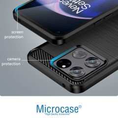 Microcase OnePlus Ace Racing Brushed Carbon Fiber Silikon Kılıf - Siyah